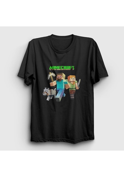 Presmono Unisex Miners Minecraft T-shirt Siyah