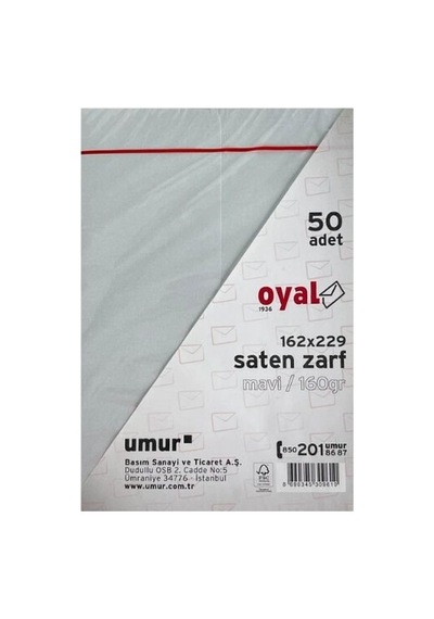 Oyal 08474 162 X 229 160 Gr 50'lı Mavi Saten Zarf