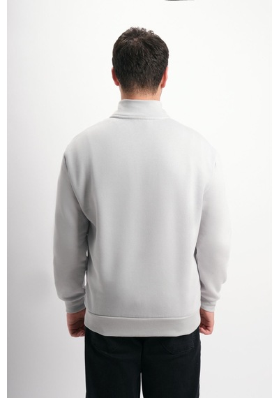 We&me Regular Fit Yarım Fermuarlı Dik Yaka Basic Sweatshirt Gri