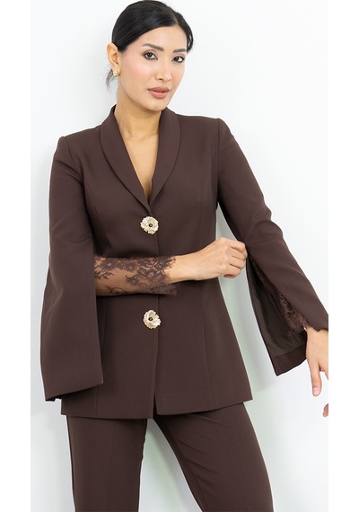 Dorne Moda Özel Koleksiyon Dantel Detaylı Takım Elbise - Düğün - Mezuniyet - Ofis Şıklığı kahverengi Dorne Moda Özel Koleksiyon Dantel Detaylı Takım Elbise - Düğün - Mezuniyet - Ofis Şıklığı kahverengi