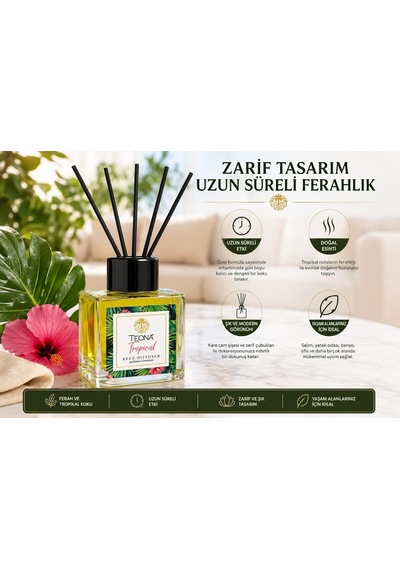Oda Kokusu 110 Ml Reed Diffuser Uzun Süreli Ferah Koku Tropikal Diğer