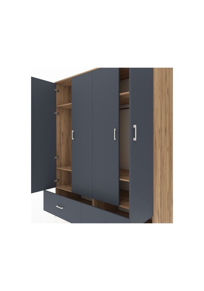 Kronos Gardrop 6 Raflı 2 Çekmeceli 2 Askılı 176x59x221 Çam-antrasit Beyaz Kronos Gardrop 6 Raflı 2 Çekmeceli 2 Askılı 176x59x221 Çam-antrasit Beyaz