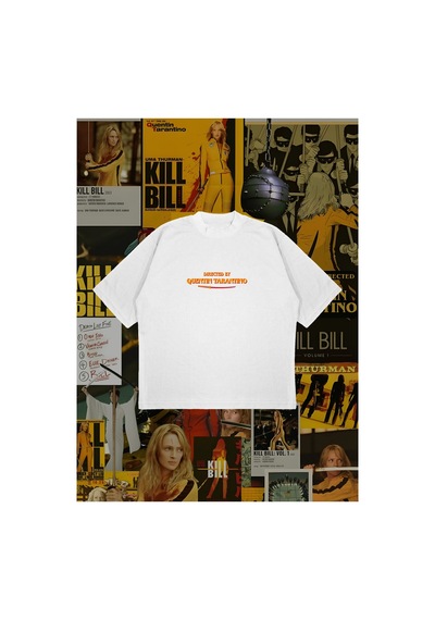 Tarzsokak Directed By Tarantino Baskılı Oversize Unisex Pamuklu Nefes Alan Kalın Kumaşlı Beyaz