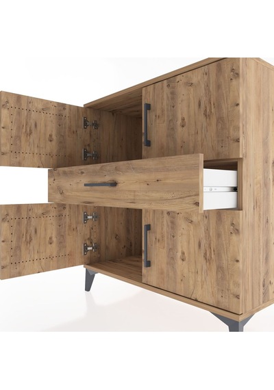 Hyperion Şifonyer Tek Raflı Tek Çekmeceli 4 Kapaklı 88x44x96 Çam-çam Atlas Çam