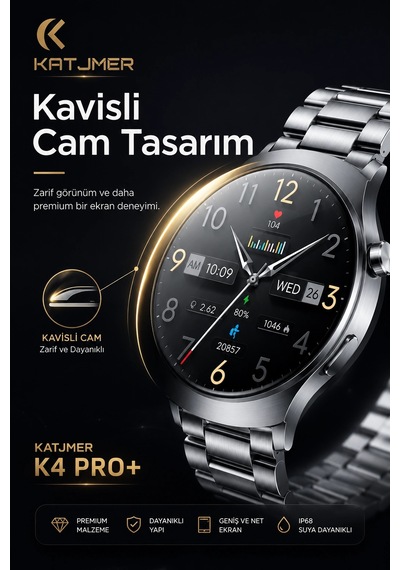 Amoled Ekranlı Metal Kordonlu Akıllı Saat Üç Kayışlı Spor Takip Ve Bildirim Özellikli