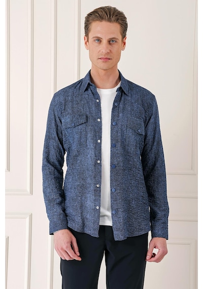 Efor Kapaklı Cep Batik Desenli %100 Pamuk Çıtçıtlı Lacivert Gömlek G 1569 Lacivert Efor Kapaklı Cep Batik Desenli %100 Pamuk Çıtçıtlı Lacivert Gömlek G 1569 Lacivert