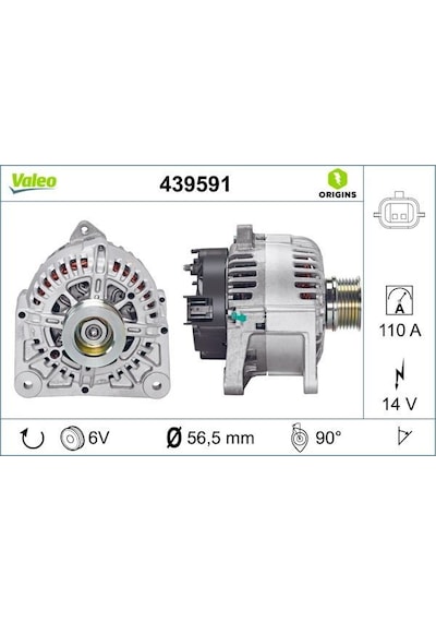 Valeo 439591 Alternatör 14v 110a Renault Clıo Iıı 05 Modus 04 Megane Iı 02 Megane Iıı 09 Laguna Iıı 07 14 1.4 1.6 8200410669-8200588648-8200667619