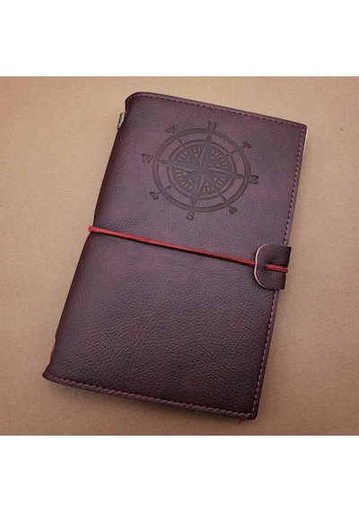 Deri Pusula Tasarımlı Defter