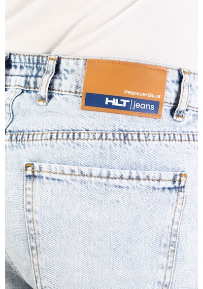 HLT Jeans Erkek Mavi Kar Yıkamalı Baggy Fit Rahat Kesim %100 Pamuk Denim Loose Jeans Kot Şort Arthur-Mavikar 001