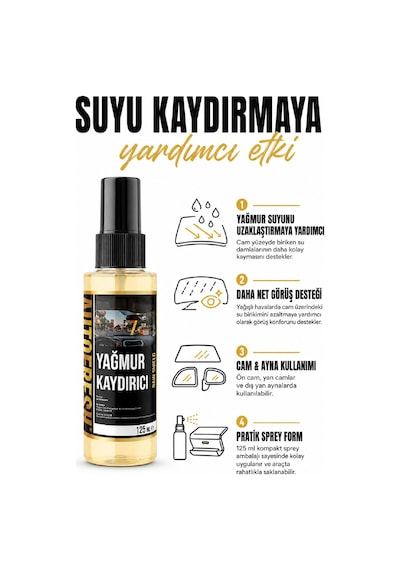 Araç Yağmur Kaydırıcı Sprey Araba Cam Ve Dış Yan Ayna Su Itici 125 Ml