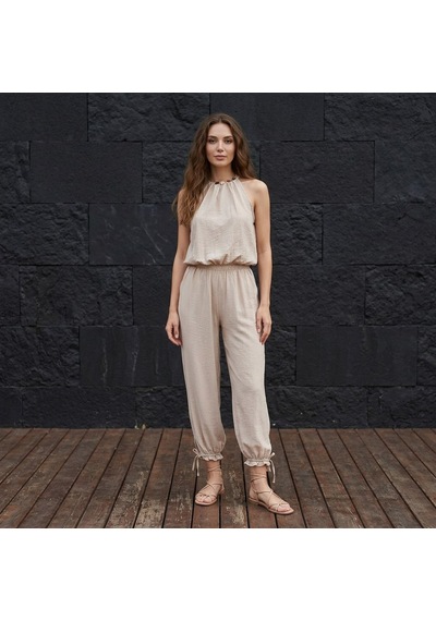 Ellovia Ekru Halter Yaka İkili Basic Takım Taş