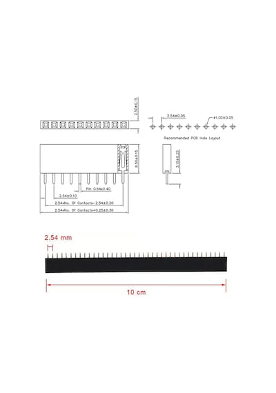4 Adet 1x40 Pin Dişi Header Tek Sıra 2.54mm 180 Derece Kesilebilir Bölünebilir