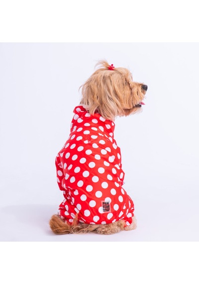 Kırmızı Dots Köpek Tulum Yağmurluğu Köpek Yağmurluk Köpek Kıyafeti Köpek Elbisesi