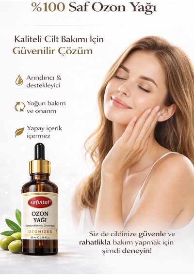 Ozon Yağı 50 Ml %100 Saf Ozonlanmış Zeytinyağı Yoğun Bakım Destekleyici Cilt Bakım Yağı