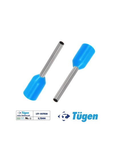 Tügen 0,75mm İzoleli Yüksük Mavi 1 Kutu 1000 Adet