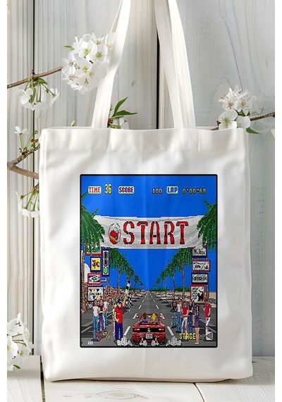 Art Hediye Outrun Oyun Baskılı Omuz Çanta Kişiye Özel Model 2 Çok Renkli