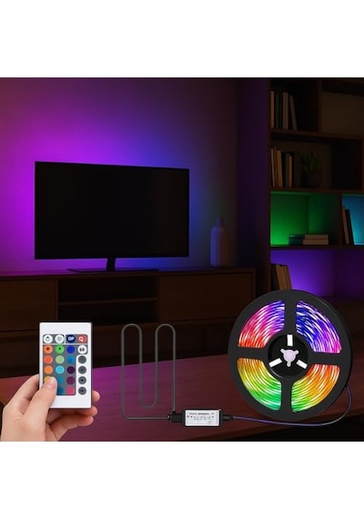 Tv Ve Pc Arkası Rgb Şerit Led Işık Seti - 3 Metre, Usb Girişli, Kumandalı, 352 Renk Seçeneği, Ip20 İç Mekan, 4w Düşük Enerji Tüketimi Ct4566