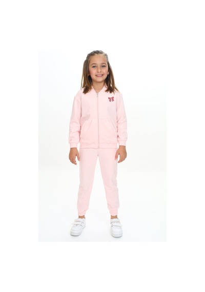 Toontoy Kids Toontoy Kız Çocuk Kanguru Cepli Göğsü Baskılı Eşofman Takım Koyu Sarı