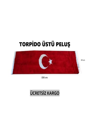 Peluş Türk Bayrağı Torpido Halısı Ay Yıldız N11.3189