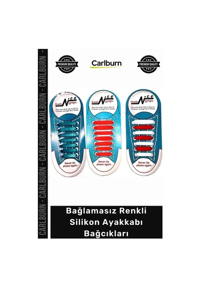 Carlburn Bağcık Esnek Pratik Kolay Temizlenebilir Tasarım Bağlamasız Renkli Silikon Ayakkabı Bağcıkları Diğer