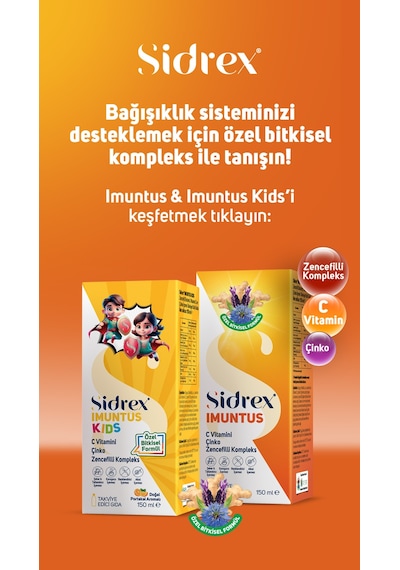 Sidrex Imuntus Zencefil Eki Vitamin C Ve Çinko İçeren Takviye Edici Gıda 150 ML