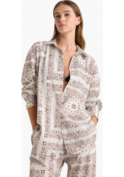 Defacto Regular Fit Şal Desenli Plaj Gömleği-fall İn Love F8334ax25hsbn166 Kahve