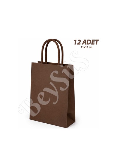 11x15 Cm Hediyelik Kağıt Çanta Kahverengi 12 Adet Tüm Yaşlar