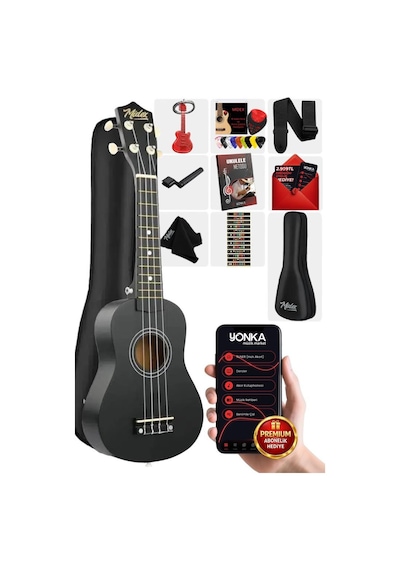 Midex UKX-901BK Siyah Soprano Ukulele (Askı Çanta Metod Pena)