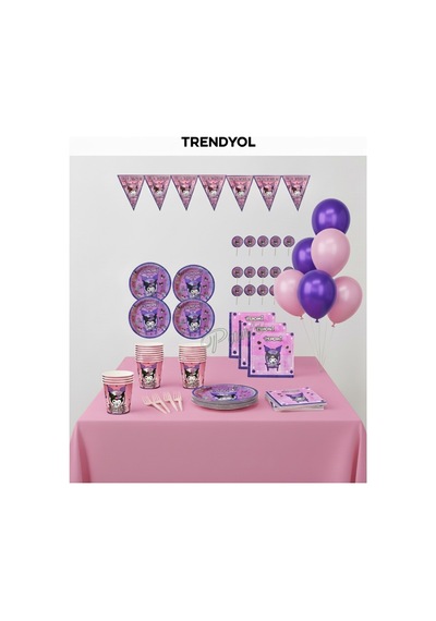 Kuromi Baskıkı Doğum Günü Seti 8 Li Set Pembe Tüm Yaşlar