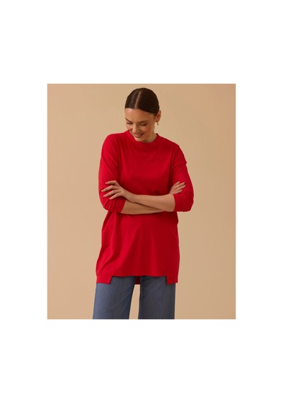 Seçil Yuvarlak Yaka Tunik Kırmızı - 882583706 Kırmızı