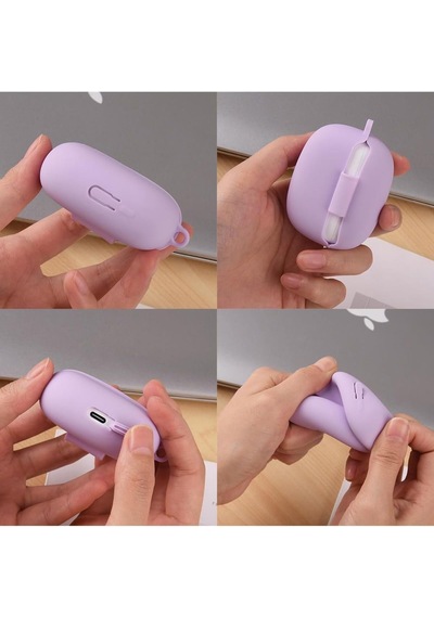 Xiaomi Redmi Buds 8 İle Uyumlu Silikon Kulaklık Kılıfı, Karabina Kancalı, Alt Şarj Kapağı Açılabilir, Darbe Emici Çizilme Önleyici Kaymaz Koruyucu Kulaklık Kılıfı Bebe Mavisi