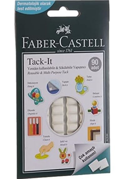 Tack-it Beyaz, 50 Gr, 90 Parça, Yeniden Kullanılabilir Hamur Yapıştırıcı, Sökülebilir Ve İz Bırakmaz
