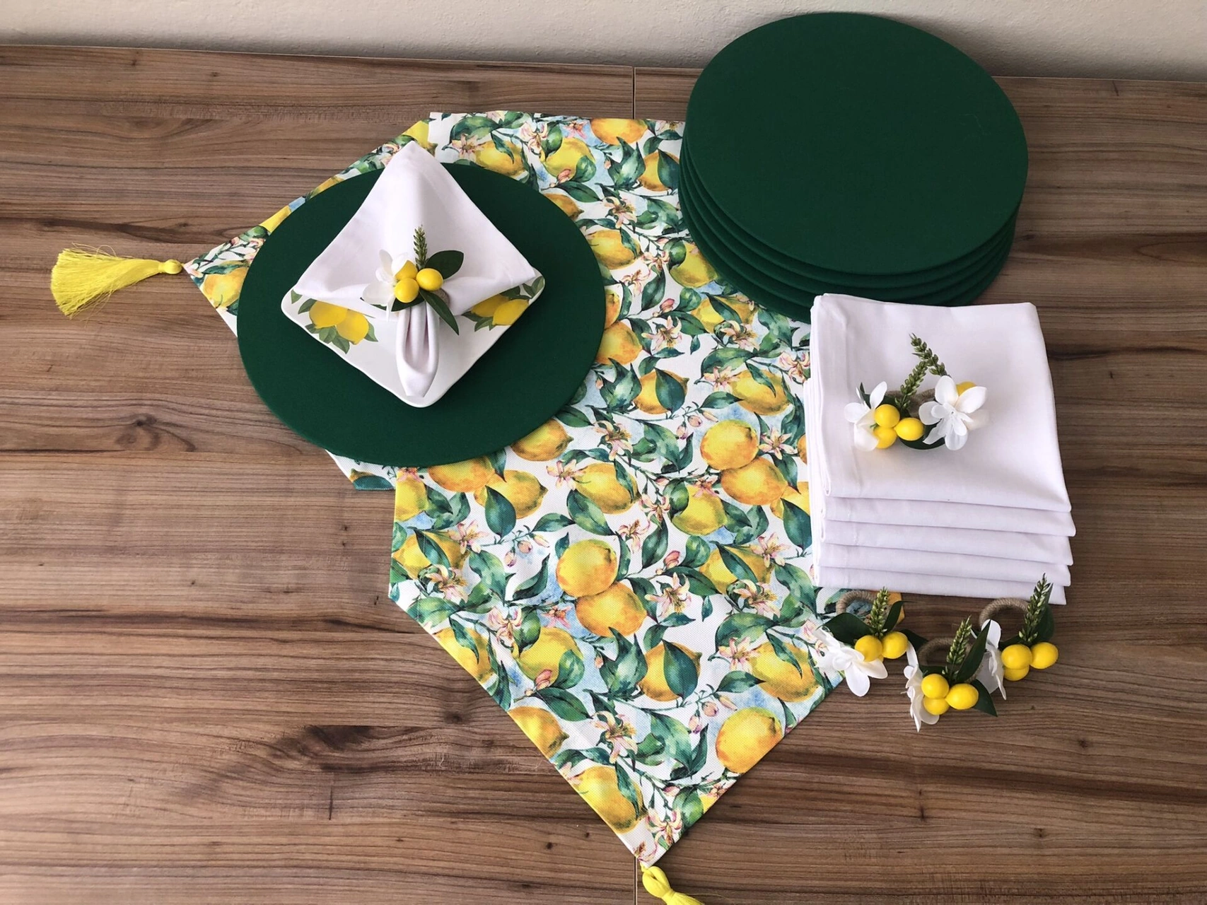 Sofra Sunum Seti Vintage Limon Desenli Takım Çok Renkli