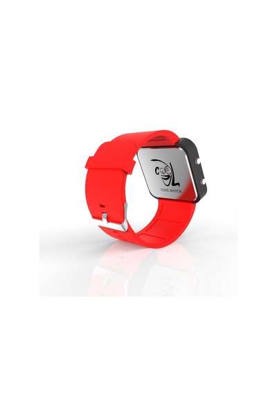Cool Watch Saat - Siyah Led Kasa - Kırmızı Kayış Unisex Pembe