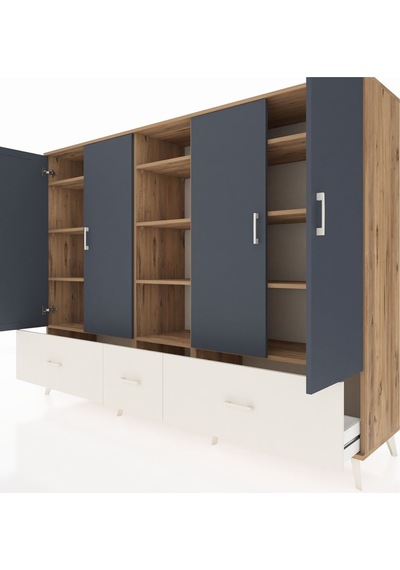 Hyperion Dolap 12 Raflı 3 Çekmeceli 4 Kapaklı 220x44x163 Çam-antr Çam-antrasit/aytaşı Hyperion Dolap 12 Raflı 3 Çekmeceli 4 Kapaklı 220x44x163 Çam-antr Çam-antrasit/aytaşı