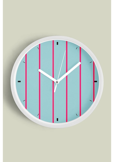 Dikey Çizgili Tasarım Modern Duvar Saati - 25cm - Önü Camlı Beyaz Kasa - Sessiz Mekanizma-jh0630 Beyaz