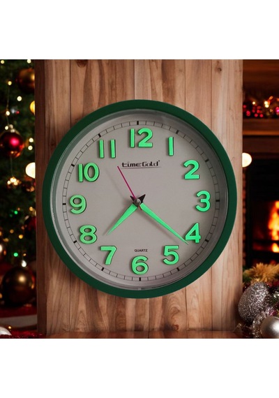 Fosforlu Kabartma Rakam Küçük Çocuk Odası Yeşil Duvar Saati Çap 22 Cm Yeşil