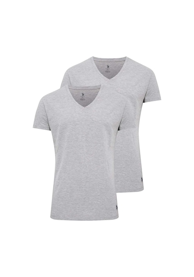 U.S. Polo Assn. Erkek Gri Melanj 2 Li V Yaka Atlet 80194