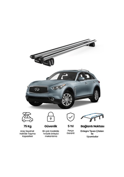 Pençe Infiniti Qx70 2014 Ve Sonrası Uyumlu Gri Ara Atkı Port Bagaj Tavan Barı