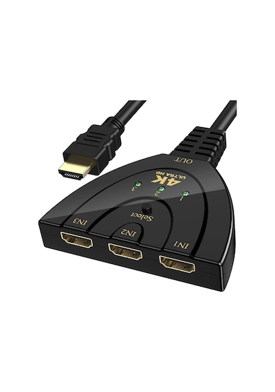 Hdmı 4k 3 Port Switch 3 İn 1 Hdmı Switcher Full Hd 1080p 3d Seçme Düğmeli