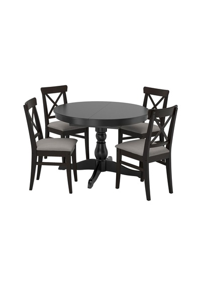 Yemek Masası Takımı, Venge-nolhaga Gri-bej, 4 Sandalyeli, Açılabilir Gri Yemek Masası Takımı, Venge-nolhaga Gri-bej, 4 Sandalyeli, Açılabilir Gri