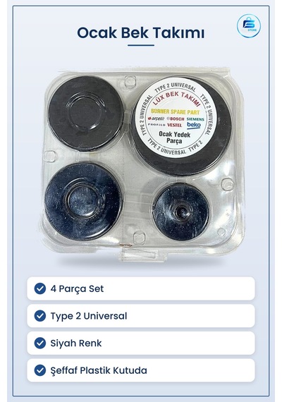 Lüks Ocak Bek Takımı Type 2 Universal 4 Adet Siyah Gaz Ocağı Beya