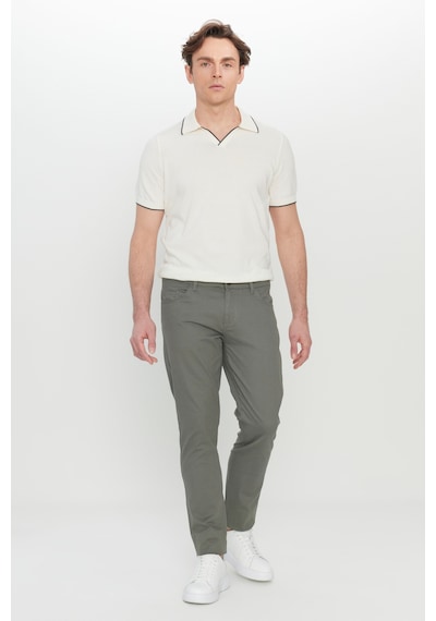 AC&Co / Altınyıldız Classics Erkek Hakı Pamuklu Slim Fit Dar Kesim 5 Cep Esnek Casual Pantolon Haki