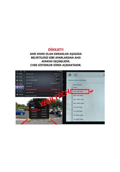 Geri Görüş Park Kamerası 1080p Ahd 170 Derece Balık Gözü Ahd-cvbs Park Çizgi Ayarlı Su Geçirmez