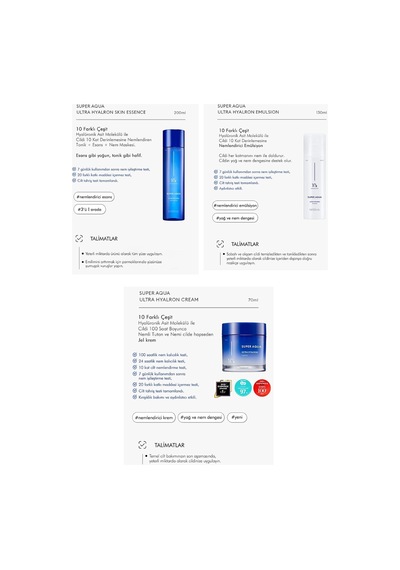 10 Farklı Hyalüronik Asit Kompleksi İçeren Yoğun Nemlendirici Set Super Aqua Ultra Hyalron Set
