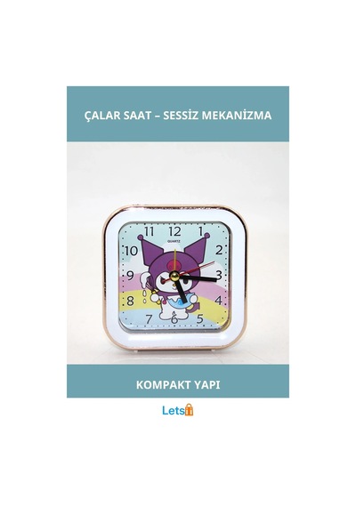 Kuromi Temalı Sessiz Çalar Saat Sevimli Tasarım İdeal Kompakt Çok Renkli