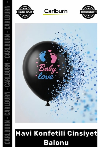 Özel Üretim Siyah Opak Latex Baby Love Baskılı Gender Reveal Helyum Mavi Konfetili Cinsiyet Balonu 465322