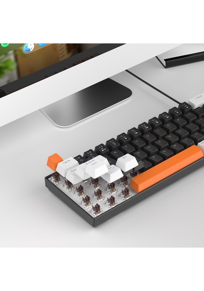 Magegee Mk-box 68 Tuş Kablolu Mekanik Red Switch Türkçe Q Turuncu-siyah Gaming Klavye