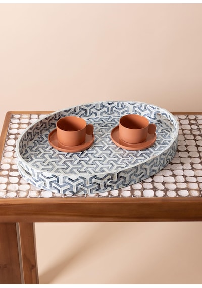 The Mia Sedef Oval Tepsi 45x33x6cm Tlc0095 Lacivert