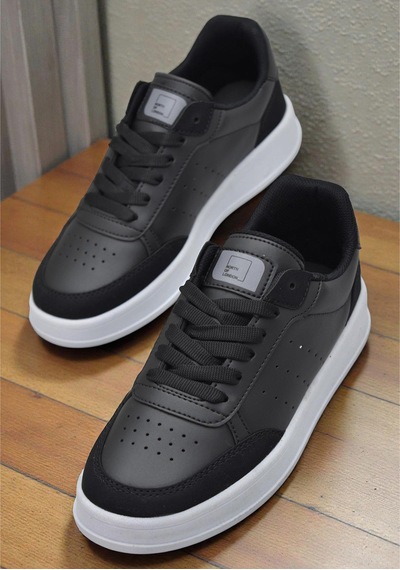 Papatay 1011 Hazır Taban Unisex Spor Ayakkabı Bağcıklı Rahat Sneaker SİYAH-BEYAZ